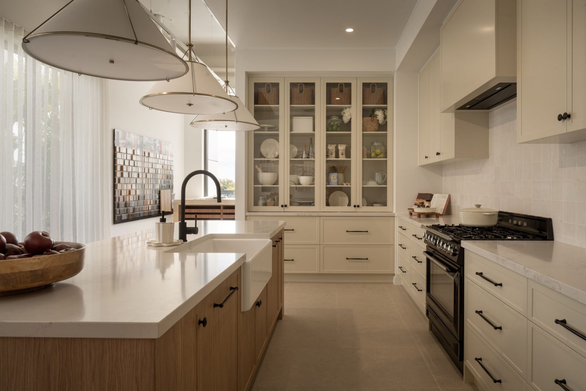 Classic shaker kitchen with butler's sink and black hardware